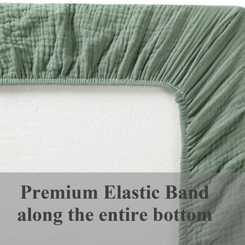 Fadacudan Muslin Bassinet Sheet Compatible with AMKE 3 in 1 Bassinet(35 X 20), Milliard, Bellababy, TCBunny Bassinet, 2 Pack Cotton Stylish Boho Fitted Bassinet Sheets for Baby Roman Green & Botanical Leaf - Image 5